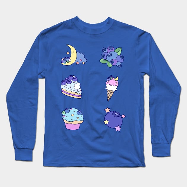 Pastry Stars and Blueberries Long Sleeve T-Shirt by saradaboru